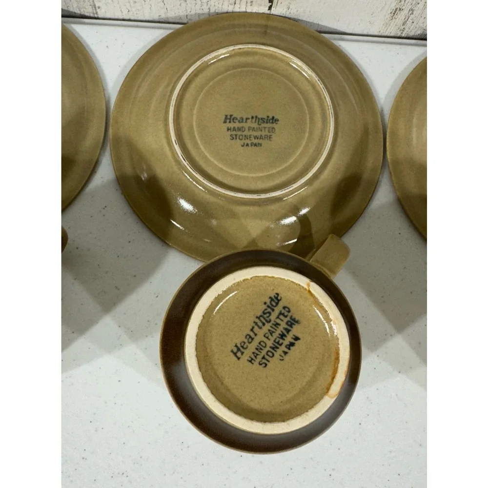 Hearthside‎ Stoneware Dogwood 4 Cups 4 Saucers Hand Painted Japan MCM